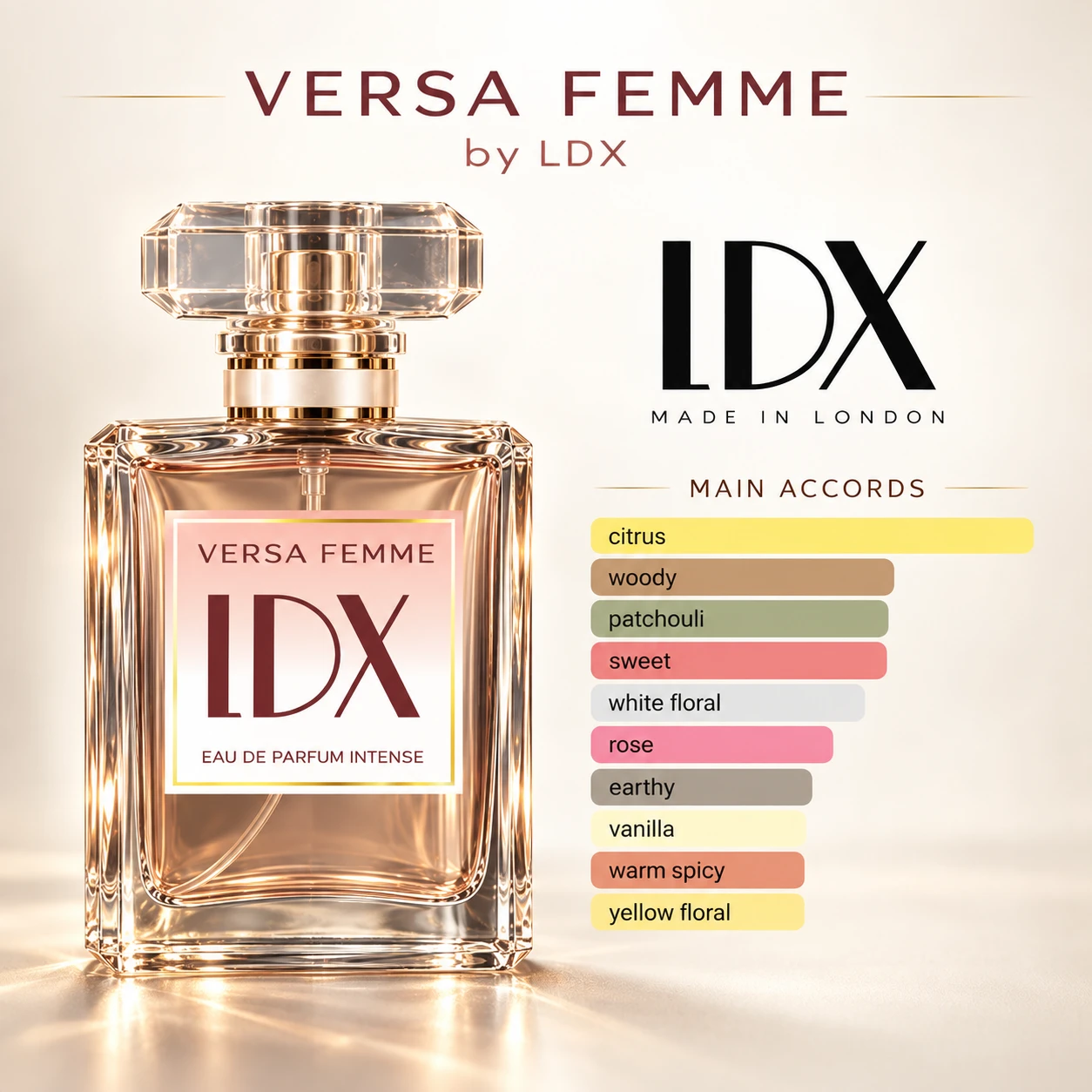 LDX Versa Femme 100ml - Eau De Parfum Intense Perfume For Women 3.4 oz Opens in a new window or tab